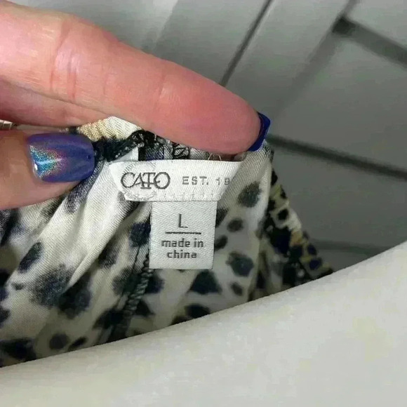 Cato Leopard Print Scoop Neck 3/4 Sleeve Smocked Peplum Top Size Large - Picture 5 of 8